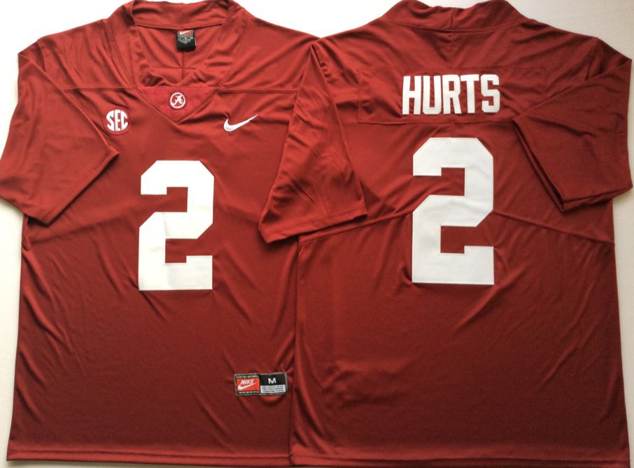 NCAA Men Alabama Crimson Tide Red #2 HURTS->ncaa teams->NCAA Jersey